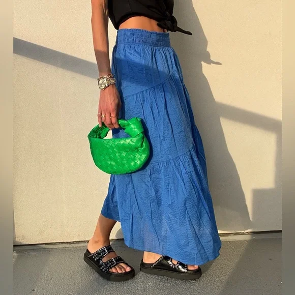 Frame Denim Tiered Blue Maxi Skirt for Casual Wear - Picture 4 of 6